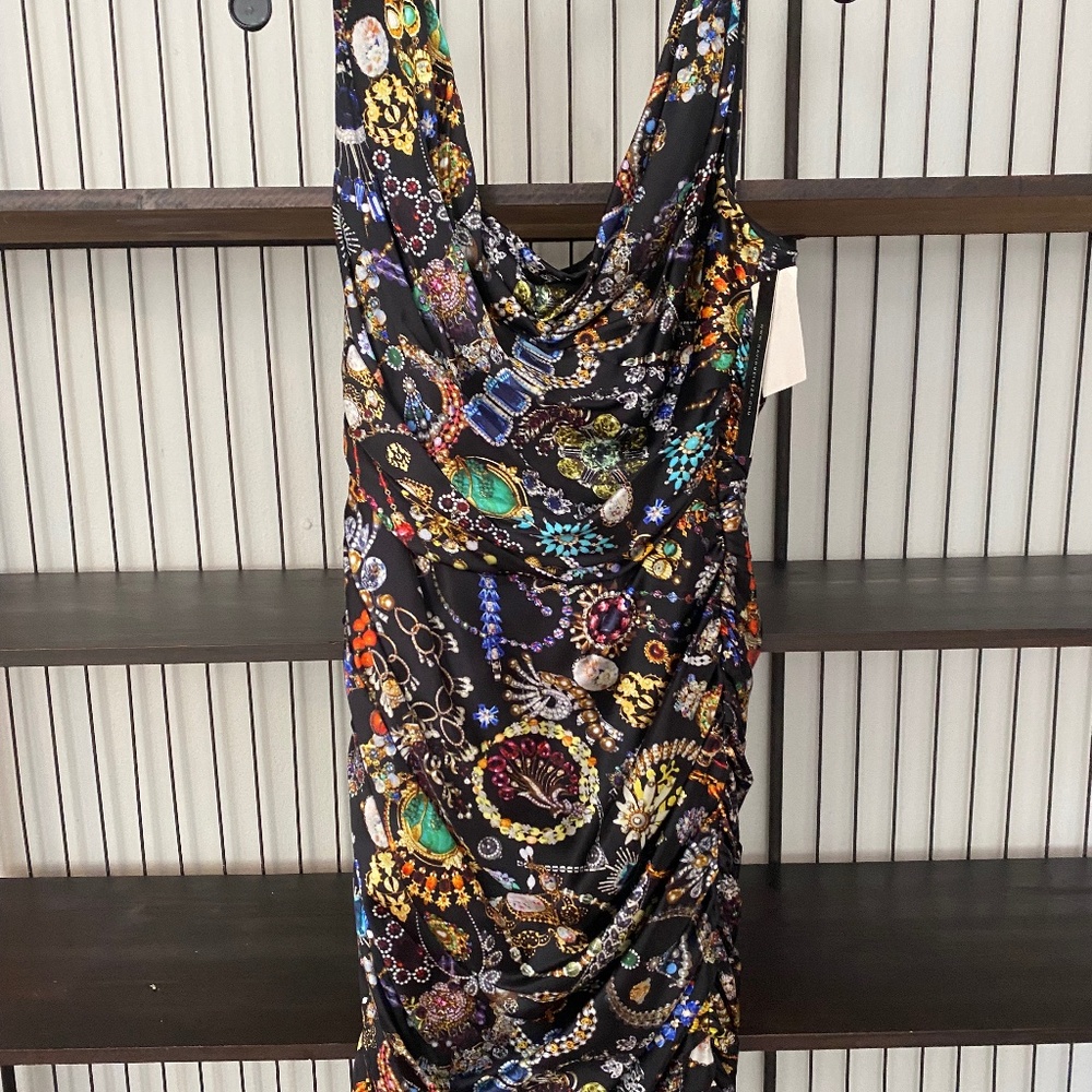 David Meister Silk Jewel Printed Dress